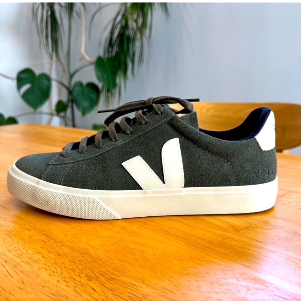 Veja Campo Sneakers - Suede Olive Green Cream - Women's Size US 11/EU 42